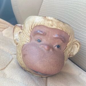 Anthropomorphic 3-D Monkey Ape Vintage Pottery Pitcher Mug UTCTI Made In Japan